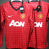 2012/13 M Utd Home Red Retro Player Version Long Sleeve Soccer Jersey 球员版长袖