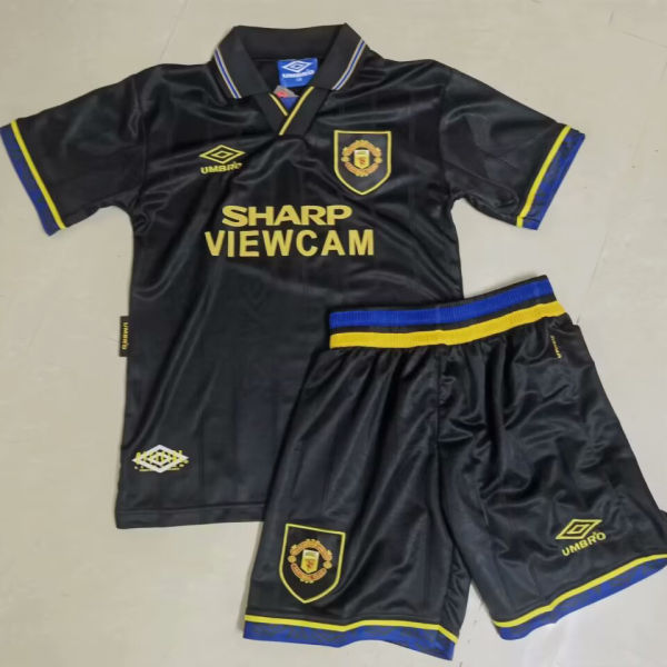 1993/95 M Utd Black Retro Kids Soccer Jersey