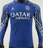 2024/25 PSG 4Th Blue Player Version Long Sleeve Soccer Jersey