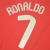 2007/08 M Utd Home Red Retro Kids Long Sleeve Soccer Jersey 长袖