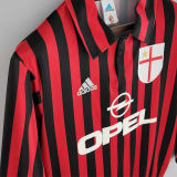 1999/2000 AC Milan Home Long Sleeve Retro Soccer Jersey