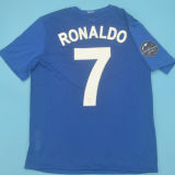 2008/2009 M Utd Third Blue Retro Player Version Long Sleeve Jersey 球员版长袖