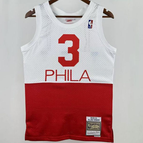 2003/04 76ers IVERSON #3 Red White Retro NBA Jerseys 热压