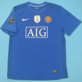 2008/2009 M Utd Third Blue Retro Player Version Long Sleeve Jersey 球员版长袖