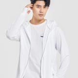 white-Couple's sun protection clothing for men and women, UV resistant summer ice silk fishing sun protection clothing jacket