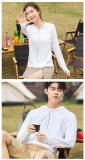 white-Couple's sun protection clothing for men and women, UV resistant summer ice silk fishing sun protection clothing jacket