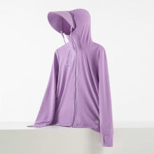 Light Purple-Couple's sun protection clothing for men and women, UV resistant summer ice silk fishing sun protection clothing jacket