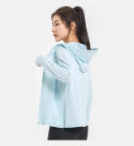 light blue-Couple's sun protection clothing for men and women, UV resistant summer ice silk fishing sun protection clothing jacket