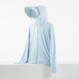 light blue-Couple's sun protection clothing for men and women, UV resistant summer ice silk fishing sun protection clothing jacket