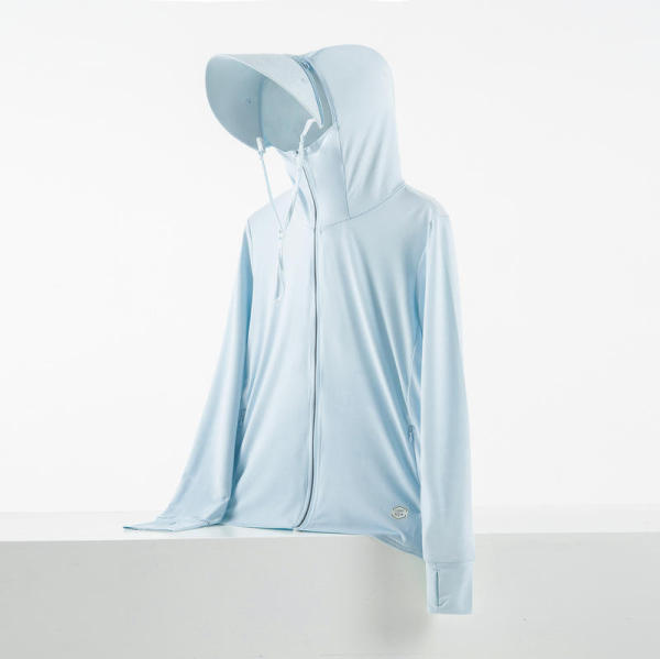 light blue-Couple's sun protection clothing for men and women, UV resistant summer ice silk fishing sun protection clothing jacket
