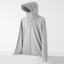 light gray-Couple's sun protection clothing for men and women, UV resistant summer ice silk fishing sun protection clothing jacket