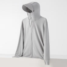 light gray-Couple's sun protection clothing for men and women, UV resistant summer ice silk fishing sun protection clothing jacket