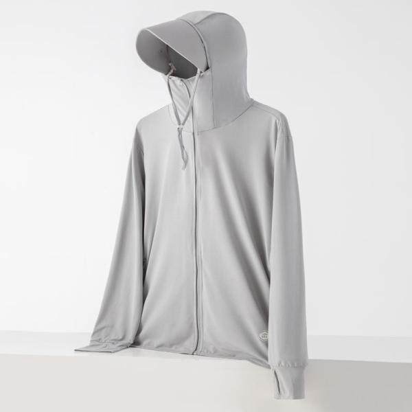 light gray-Couple's sun protection clothing for men and women, UV resistant summer ice silk fishing sun protection clothing jacket