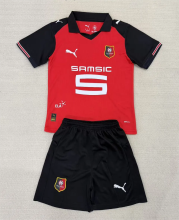 2025/26 Rennais Home Red Kids Soccer Jersey