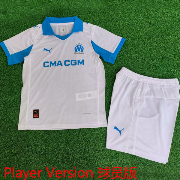 2025/26 MS Home White Player Version Kids Soccer Jersey 球员版童装