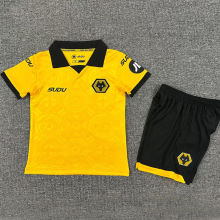 2025/26 Wolves Home Yellow Kids Soccer Jersey