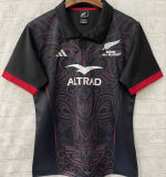 2025/26 All Blacks Home Black Rugby Shirt 全黑 有领