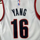 Trail Blazers YANG #16 White NBA Jersey