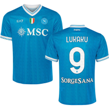LUKAKU#9 Napoli 1:1 Quality Home Fans Soccer Jersey 2025/26 (Have Champion Patch 胸前章 And SORGESANA 号下广告)★★