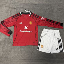 2025/26 M Utd Home Red Kids Long Sleeve Soccer Jersey  长袖童装