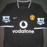 2003/2004 M Utd Away Black Retro Long Sleeve Soccer Jersey