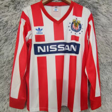 1990/1991 Chivas Home Red Retro Long Sleeve Soccer Jersey