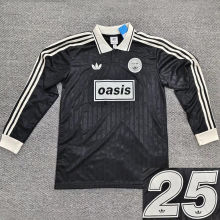 2025/26 AD x oasis #25 Black Retro Style Fans Long Seelve Soccer Jersey (Have No.25 带号码）