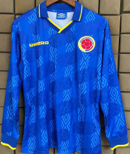 1994 Colombia Away Blue Retro Long Sleeve Soccer Jersey