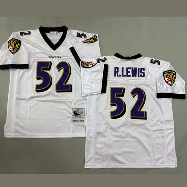 R.LEWIS #52 Men's Baltimore Ravens Retro NFL Jersey 乌鸦
