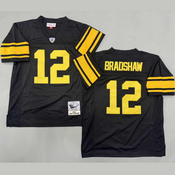 BRADSHAW #12 Men's Pittsburgh Steelers Retro NFL Jersey 钢人