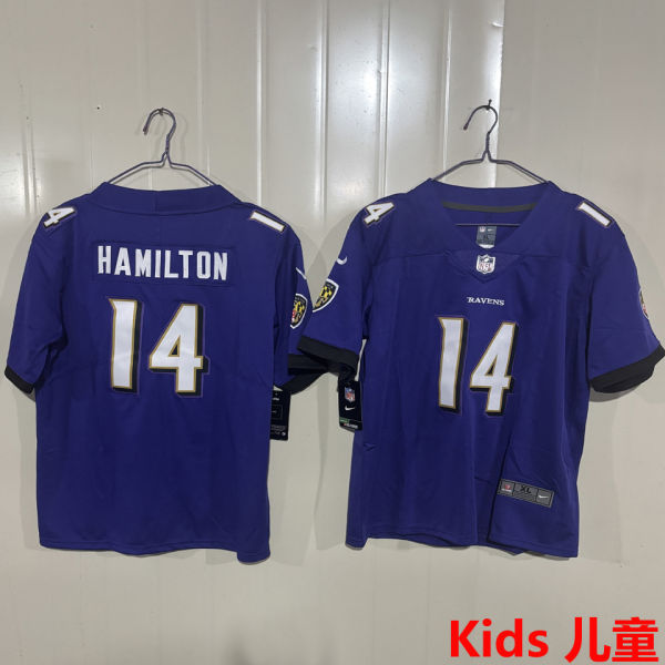 HAMILTON #14 Baltimore Ravens Kids NFL Jersey 乌鸦