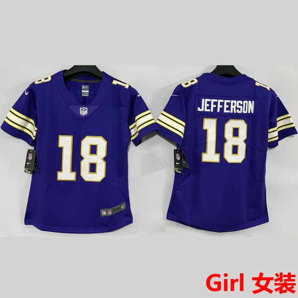 JEFFERSON #18 Minnesota Vikings Girl NFL Jersey 维京人