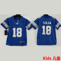 TESLAA  #18 Detroit Lions Kids NFL Jersey 雄狮