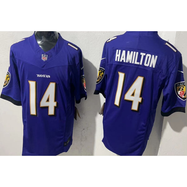 HAMILTON #14 Men's Baltimore Ravens NFL Jersey 乌鸦  (3代）