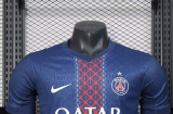 2025/26  PSG Home Blue Champion Style Player Version   Long Soccer Jersey 前后带星