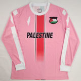 2024 Palestine Pink Long Sleeve Fans Soccer Jersey 胸前英文