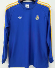 2026/27 RM Retro Style Blue Fans Long Sleeve Soccer Jersey