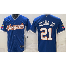 2026 WBC Venezuela #21 ACUNA JR. Blue Baseball Jersey