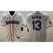 2026 WBC Dominicana #13 MACHADO White Baseball Jersey