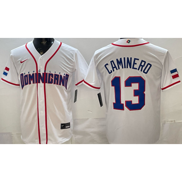 2026 WBC Dominicana #13 CAMINERO White Baseball Jersey