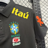 2026/27 Brazil Black Casual Pure Cotton POLO T-Shirt 肩膀字黄色