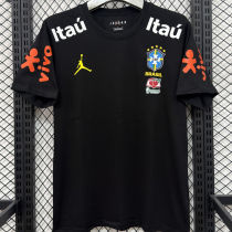 2026/27 Brazil Black Casual Pure Cotton T-Shirt 肩膀字白色