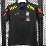 2026/27 Brazil Black Casual Pure Cotton POLO T-Shirt 肩膀字黄色