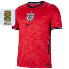 2026/27 England 1:1 Quality Away Red Fans Soccer Jersey (Have Right Patch 有右臂章 白底金字）