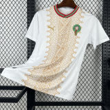 2026/27 Morocco Away White Fans Soccer Jersey (Have Right Patch 有右臂章 黑底白字）