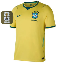 2026/27 Brazil 1:1 Quality Home Yellow Fans Soccer Jersey (Have Right Patch 有右臂章 金底白字）