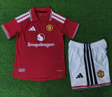 2026/27 M Utd Home Red Player Version Kids Soccer Jersey 球员版童装