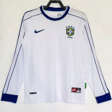 1998 Brazil White Retro Long Sleeve Soccer Jersey