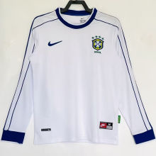 1998 Brazil White Retro Long Sleeve Soccer Jersey