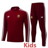 26-27 Spain Brown Red Kids Half Pull Tracksuit #E26049(童装)(半拉链)